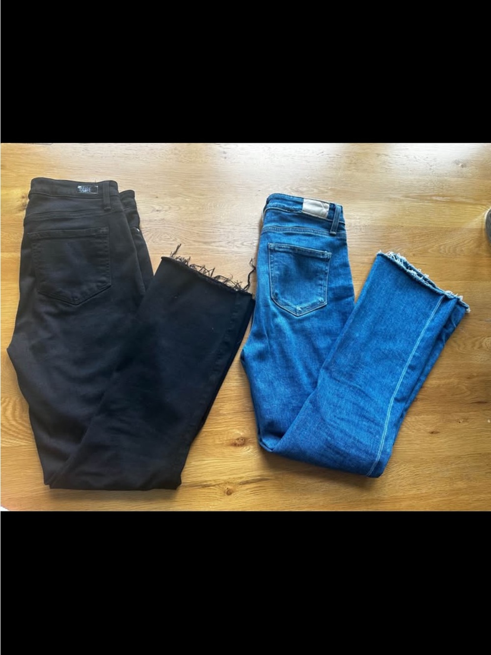 PAIGE Black and Blue Ankle Jeans Duo with Frayed Hems